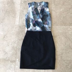Express black midi pencil skirt